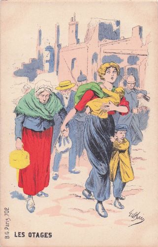 Die Rolle der französischen Frauen im Militär im Ersten Weltkrieg: Die Geiseln (BG Paris 702, ca. 1915, Postkarte)