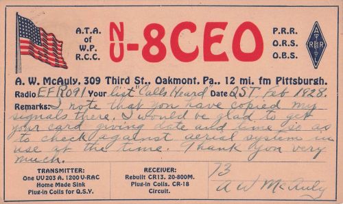 1931 Dormont PA-Funkkarte