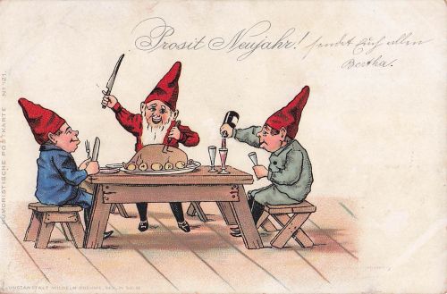 Postkarte Neujahrsgrüße Neujahrswichtel