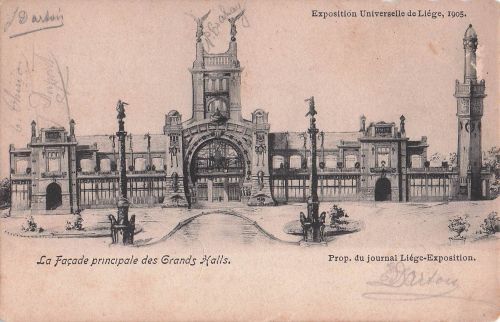 Liege Exposition 1905 - Facade principale des Grand Halls AK