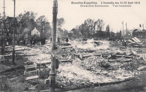 Bruxelles-Exposition. L'Incendie des 14-15 Août 1910 Bruxelles-Kermesse. Vue Générale
