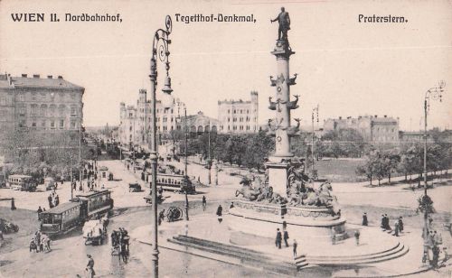 WIEN 11. Nordbahnhof, Tegetthof-Denkmal, Praterstern.