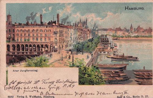 Lithographie Hamburg-Neustadt, Blick auf den alten Jungfernstieg