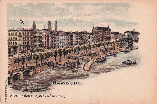 Lithographie Hamburg, Alter Jungfernstieg nach Renovierung