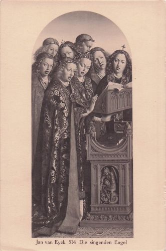 Kuenstlerkarte Hubert et Jan van Eyck Les Anges chanteurs Kat. Kuenstlerkarte