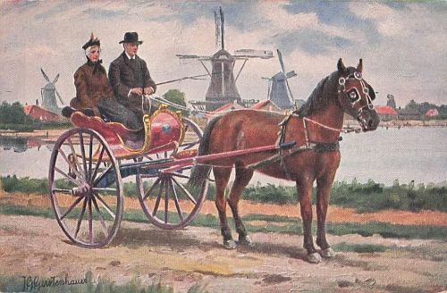 Künstler Ak Gerstenhauer, Johann Georg, Paar in einer Kutsche, Niederlande