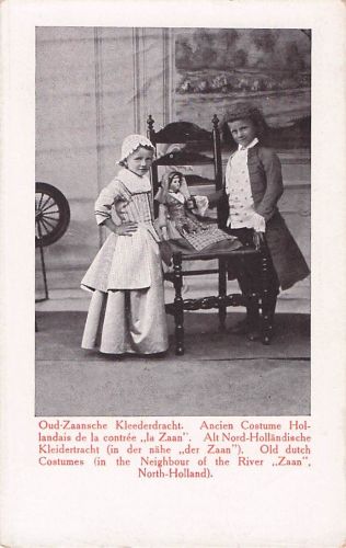 Zaandam Vieux costumes de Zaanlande Trois d’une famille Klederdracht Vintage 1900