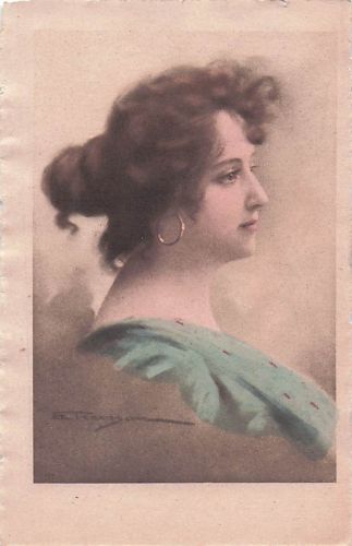 Schöne Frauen Jugendstil Vintage-Postkarte