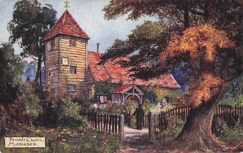 London, England, ca. 1910, Tuck Oilette-Postkarte, Perivale Church, Middlesex, malerisch