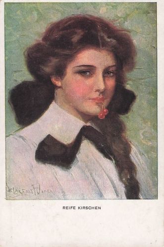Künstler AK REIFE KIRSCHEN