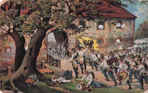 Gefecht bei Connewitz am 16. Oktober. Das Schloß Dölltz Im Süden von Leipzig