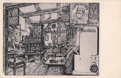 Nuernberg Hans Sachs Original Schuster Werkstaette Wappen sign.