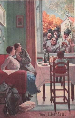 Deutsche Postkarte aus dem Ersten Weltkrieg, Karte Nr. 10: Die Überfall-Familienuhr (Feldpost)