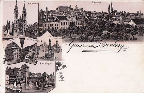 Nürnberg Lorenzkirche Panorama Schoener Brunnen