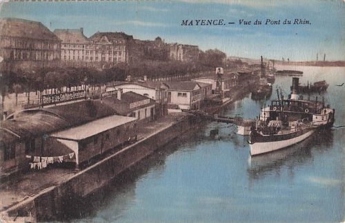 AK Mainz, Blick von der Rheinbrücke, vor 1945