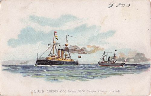Litho Schwedisches Kriegsschiff, L'Oden