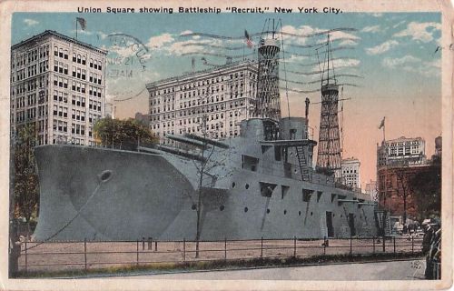 Schlachtschiff RECRUIT, Union Square, New York City 1917–1920 Postkarte
