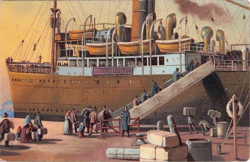 "Der Auswandererdampfer im Hamburger Hafen