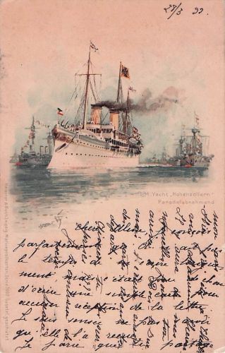 Künstler-AK S.M.Yach Hohenzollern, Parade abnehmend,