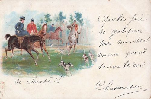 Eine Jagdgesellschaft zu Pferd mit Hunden