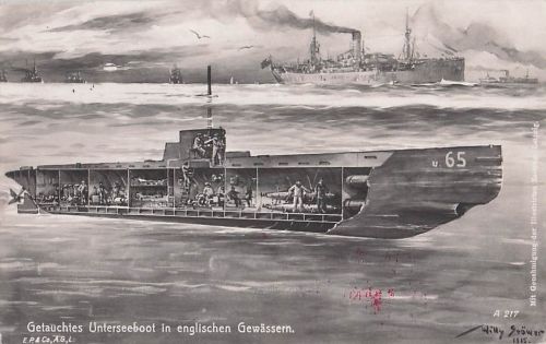 Stöwer, Willy, Dt. U Boot, Unterseeboot in englischen Gewässern, SM U 65,