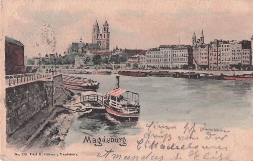 Magdeburg Kirche dom Frachtschiff Motorschiff Magdeburg