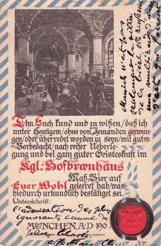 AK / Ansichtskarte Muenchen Trinkkarte Hofbraeuhaus Kat. Muenchen
