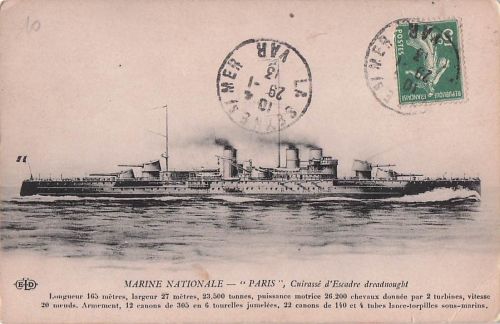 MARINE NATIONALE - "PARIS ", Cuirassé d'Escadre dreadnought