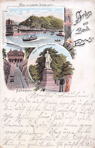 Bad Ems Lahn Panorama Kaiser Wilhelm Denkmal Malbergbahn Kat. Bad Ems