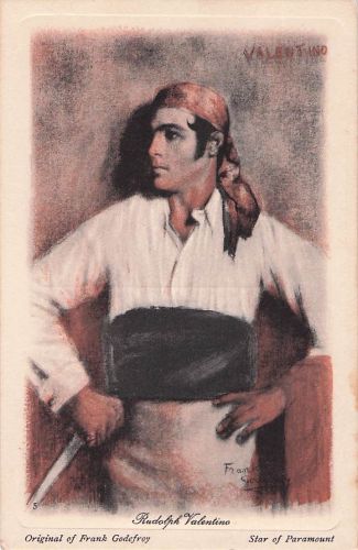 Künstler-AK Schauspieler Rudolph Valentino in der Garderobe einer Filmrolle