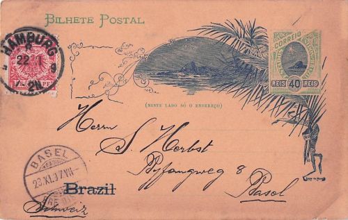 brasilianische Ganzsachen, die 1897 von Hamburg nach Basel