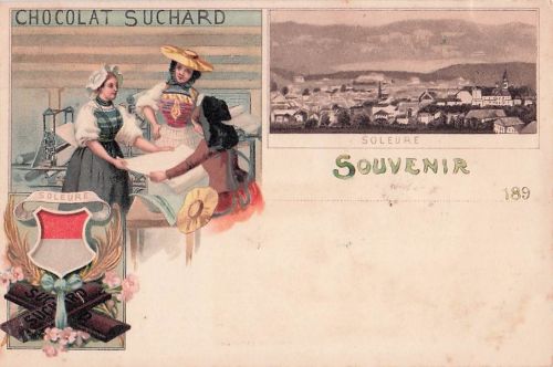 Litho Soleure Solothurn, Chocolat Suchard, Reklame, Stadtansicht, Schokolade