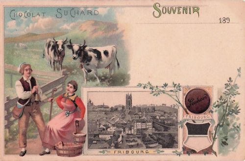 Litho Fribourg Freiburg Stadt Schweiz, Chocolat Suchard, Trachten