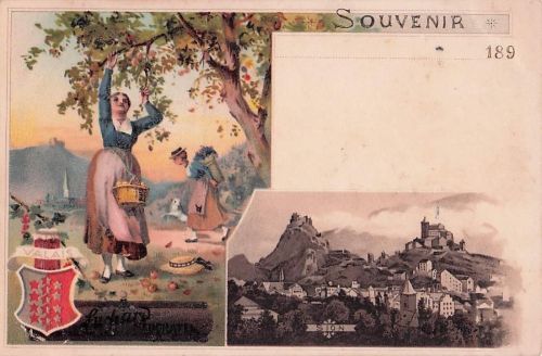 Lithographie Sion, Panorama, Reklame für Suchard