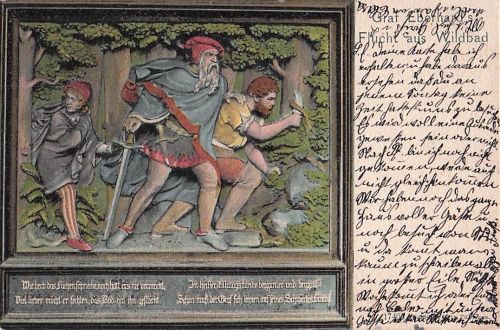 Künstler-AK Wildbad, Graf Eberhard`s Flucht