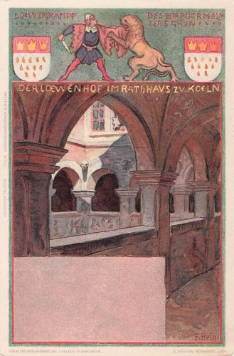 Künstler-AK Franz Hein: Köln a. Rh., Der Löwenhof im Rathaus