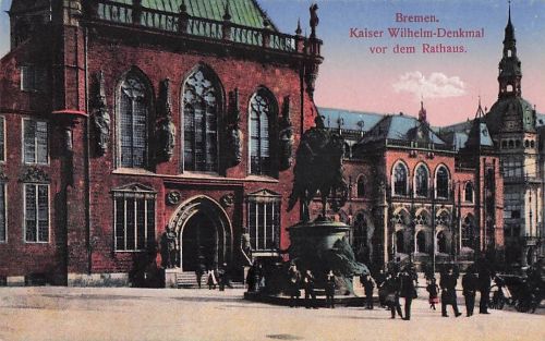 Bremen. Kaiser Wilhelm-Denkmal vor dem Rathaus.