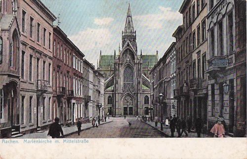 Aachen Marienkirche mit Mittelstrasse Kat. Aachen