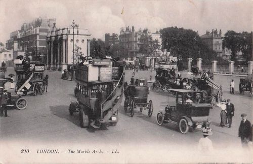 Ak London City England, The Marble Arch, Kutsche