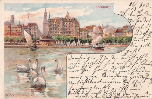Hamburg Schwaene Dampfschiff Kat. Hamburg