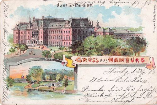 Gruß aus Hamburg - Litho
