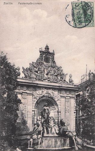 Ak Szczecin Stettin Pommern, Berliner Tor mit Felderhoffbrunnen