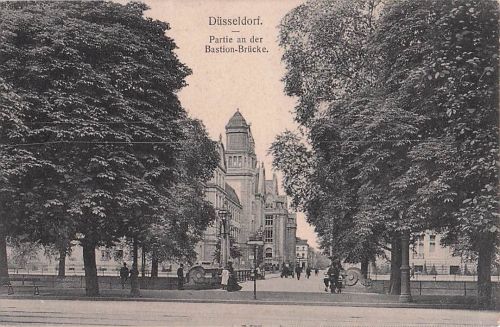Ansichtskarte Düsseldorf Partie an der Bastionbrücke 1922