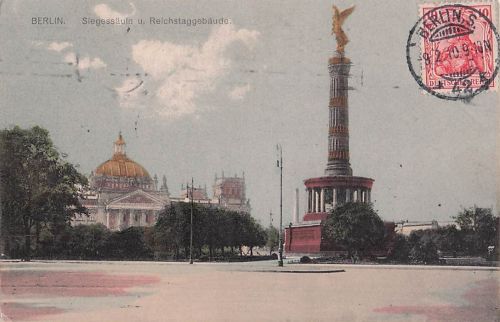 BERLIN. Siegessäule u. Reichstaggebäude.