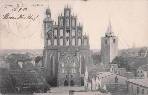 AK Postkarte Sorau Zary Herz - Jesu - Kirche Marienkirche Schlesien