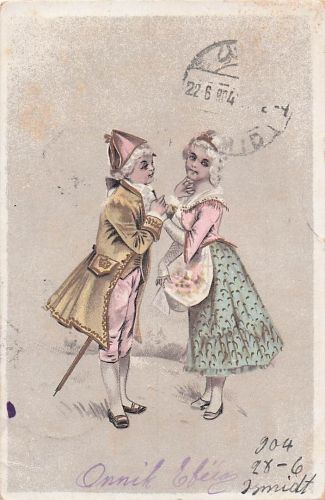 Paar in Kostümen des späten 18. Jahrhunderts