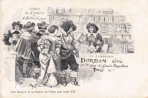 Werbepostkarte der Pariser Buchhandlung Librairie Dorbon-Aîné
