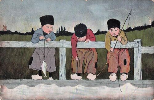Drei niederländische Jungen angeln von Toledo nach New Ulm, Minnesota (Dr. M.L. College)