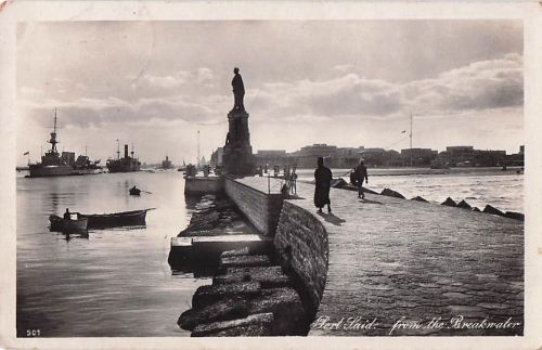 Ak Port Said Ägypten, Ansicht vom Hafendamm aus