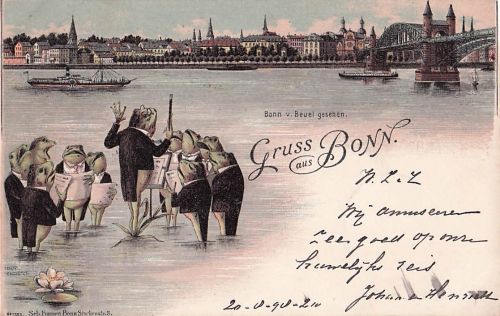 thographie Bonn, Froschkonzert am Rhein, Bonn von Beuel gesehen